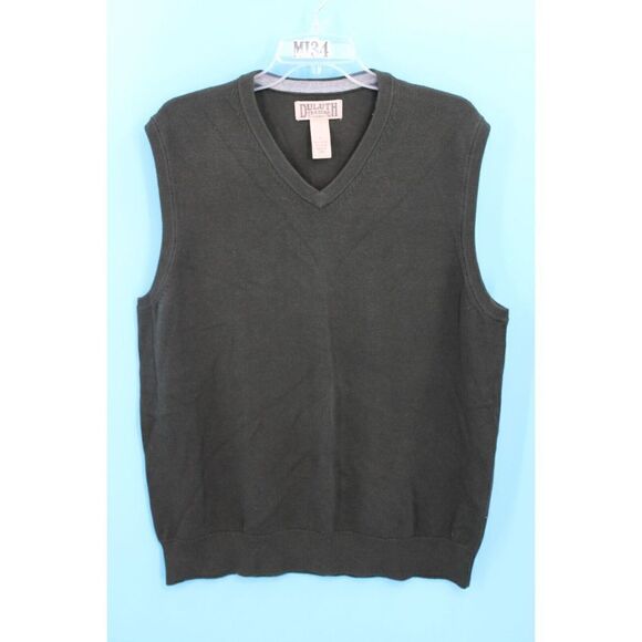 Duluth Trading Sweater Vest Green Sleeveless V Neck Cotton Pullover L Mens - Picture 1 of 6